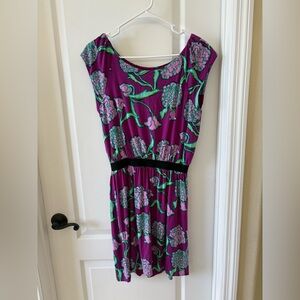 Lilly Pulitzer Purple Floral Sleeveless Fit Flare Dress Size Medium